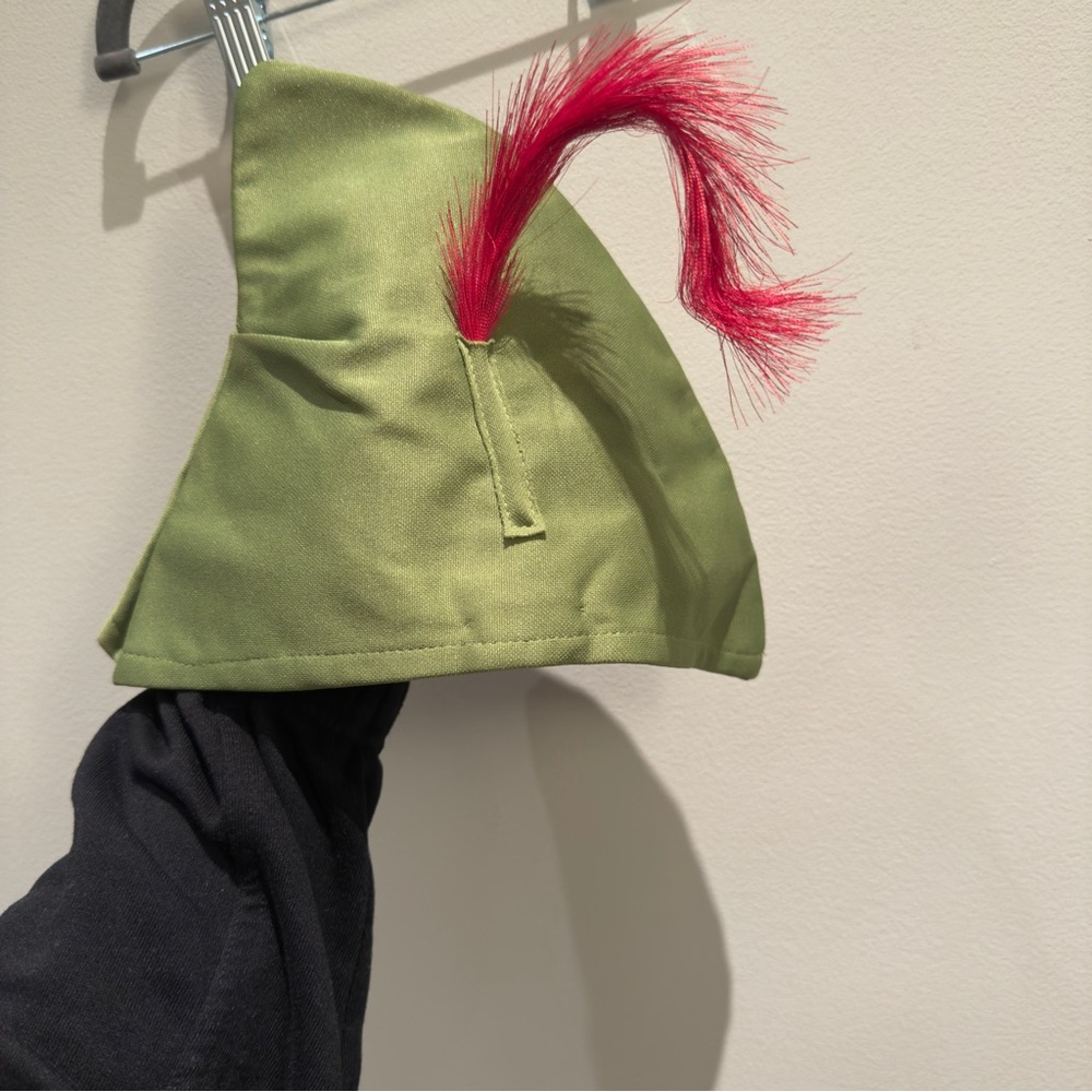 Peter Pan Green Hat with Red Feather Costume Unisex